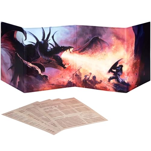 DND DM Screen 5e – D&D Spielleiterschirm zum Verbergen deiner Würfel, Karten und Bücher - Vollfarbiger Druck mit anpassbaren Einsätzen - Dungeons and Dragons – DND Zubehör Geschenk Für Pen and Paper von LYNX