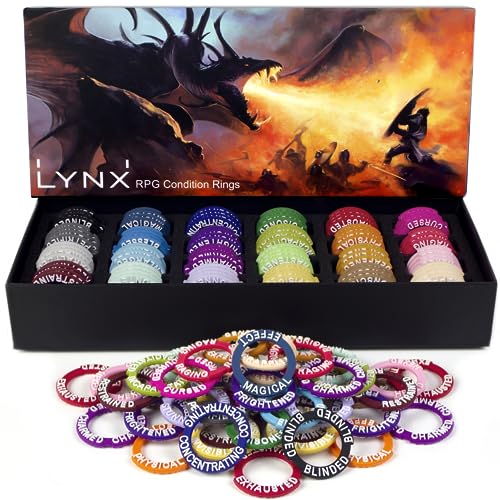 LYNX DND Figuren Condition Rings - 96 Für 24 Status -und Zaubereffekte. Pen and Paper Zubehör/Geschenk Für D&D Miniatures, Rollenspiele Tabletop, Dungeons and Dragons, DND 5e Edition & Pathfinder von LYNX