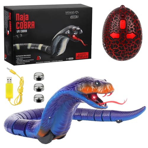 Ferngesteuerte Schlange, Elektrisches Schlangenspielzeug für Kinder, RC Ferngesteuert Kobra Schlange mit Fernbedienung, Remote Snake mit Einziehbarer Zunge & Schwingendem Schwanz für Streich-Blau Ferngesteuerte Schlange, Elektrisches Schlangenspielzeug für Kinder, RC Ferngesteuert Kobra Schlange mit Fernbedienung, Remote Snake mit Einziehbarer Zunge & Schwingendem Schwanz für Streich-Blau von LYPPUL