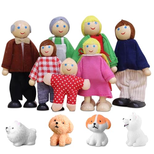 LYPPUL 11 Stück Puppenhaus Puppen, Puppenhaus Figuren mit 4 Hund, Biegepuppen, Puppenfamilien für Kinder, Zubehör für Kinder Spiel Haus Geschenk,für Puppenhaus Zubehör Geschenk für Puppenhäuseraus LYPPUL 11 Stück Puppenhaus Puppen, Puppenhaus Figuren mit 4 Hund, Biegepuppen, Puppenfamilien für Kinder, Zubehör für Kinder Spiel Haus Geschenk,für Puppenhaus Zubehör Geschenk für Puppenhäuseraus von LYPPUL