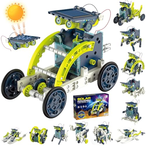 LYPPUL 12-in-1 Solar Roboter Geschenke ab 8 Jahre, Konstruktionsspielzeug Bausatz, Bausatz Roboter mit Solarenergie-Antrieb, Solar Roboter Bauspielzeug Experimente für Kinder 8-12 Jahre von LYPPUL