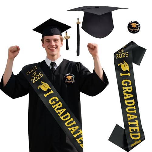 LYPPUL 3 Stück Bachelor Hut, Graduation Hat mit Schärpe und Abzeichen, Doktorhut Graduation Cap, Abschluss Hut für Abschlussfeiern Foto Hintergrund Abschlussparty Bestandene Prüfung Deko usw (Schwarz) LYPPUL 3 Stück Bachelor Hut, Graduation Hat mit Schärpe und Abzeichen, Doktorhut Graduation Cap, Abschluss Hut für Abschlussfeiern Foto Hintergrund Abschlussparty Bestandene Prüfung Deko usw (Schwarz) von LYPPUL