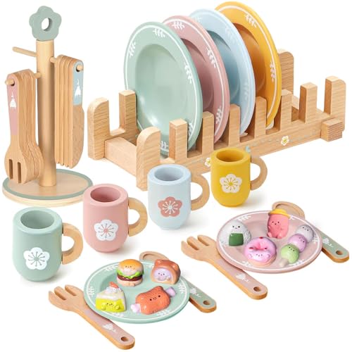 LYPPUL 30 Pcs Kinderküche Zubehör Holz, Teeservice Kinder Holz, Geschirr Teeservice Kinder mit Kleine Kuchen und Gebäck, Puppengeschirr kinderküche Spielküche Zubehör für Jungen und Mädchen LYPPUL 30 Pcs Kinderküche Zubehör Holz, Teeservice Kinder Holz, Geschirr Teeservice Kinder mit Kleine Kuchen und Gebäck, Puppengeschirr kinderküche Spielküche Zubehör für Jungen und Mädchen von LYPPUL