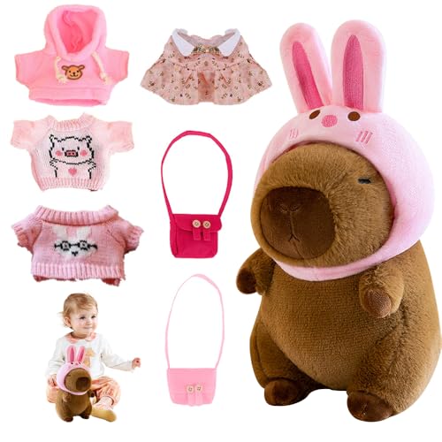 LYPPUL Capybara Kuscheltier, Capybara Plüschtier, 23CM Capybara Plush Toy mit Hut, Kleidung und Accessoires, Kinder-Plüschpuppenspielzeug, Anziehspielzeug Für Mädchen Jungen Home Deko LYPPUL Capybara Kuscheltier, Capybara Plüschtier, 23CM Capybara Plush Toy mit Hut, Kleidung und Accessoires, Kinder-Plüschpuppenspielzeug, Anziehspielzeug Für Mädchen Jungen Home Deko von LYPPUL