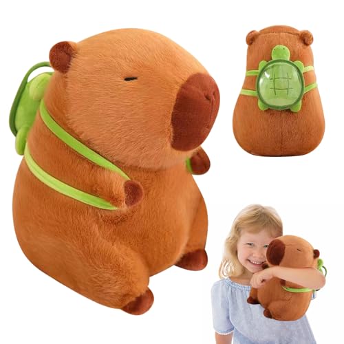 LYPPUL Capybara Plüschtier, 23CM Niedliche Capybara Kuscheltier, Capybara Stofftier mit Schildkrötenrucksack, Realistisches Weiches Capybara Spielzeug Geburtstagsgeschenk für Home Deko Kinder von LYPPUL