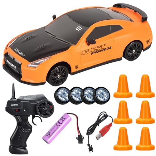 LYPPUL Ferngesteuertes Auto, 1:24 RC Auto, 30km/h 4WD Ferngesteuertes Rennauto mit Arbeitsscheinwerfern, 2,4 GHz RC Drift Car für Jungen Mädchen und Erwachsene von LYPPUL