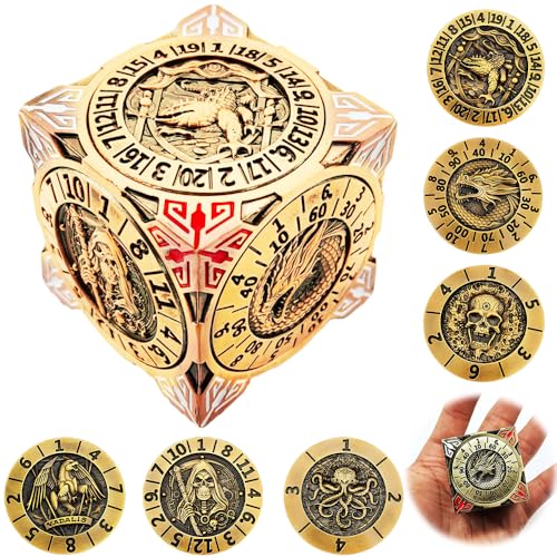 LYPPUL Fidget Spinner Würfel für DND, 7-in-1 Metall-Würfel mit 3D-Relief, Polyedrische Rollenspiel-Würfel, Rollenspiel Brettspielzubehör für Dungeons and Dragons LYPPUL Fidget Spinner Würfel für DND, 7-in-1 Metall-Würfel mit 3D-Relief, Polyedrische Rollenspiel-Würfel, Rollenspiel Brettspielzubehör für Dungeons and Dragons von LYPPUL