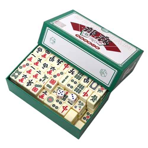 LYPPUL Majongsteine Spiel, Mini Mahjong Spiel, Traditionelles Chinesisches Mahjong Set mit 144 Mahjong Steinen, Portable Reise Mahjong Spielset für Familie Tabletop Spiel Brettspiel von LYPPUL