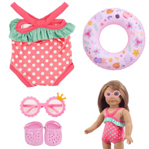 LYPPUL Schwimm Set für Puppen, Puppenkleidung Sommer, Puppenzubehör Kleidung mit Schwimmring Sonnenbrille Badeanzug und Clogs, Outfits für Baby Puppen für 43 cm New Born Baby Puppen LYPPUL Schwimm Set für Puppen, Puppenkleidung Sommer, Puppenzubehör Kleidung mit Schwimmring Sonnenbrille Badeanzug und Clogs, Outfits für Baby Puppen für 43 cm New Born Baby Puppen von LYPPUL