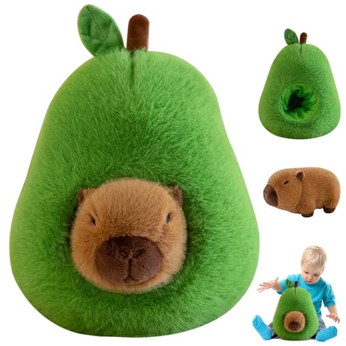 LYPPUL Simulation Capybara Plüschtier, 35cm Niedlichen Capybara Kuscheltier, Avocado Capybara Plushie Super Weiche Gefüllte Spielzeug Plüsch Stofftierpuppe Geburtstags Geschenk für Kinder von LYPPUL