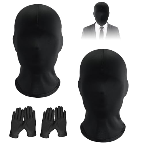 LYPPUL Vollgesichtsmaske Halloween, 4 Stück Halloween Maske mit Handschuhen, Unisex Gesichtslose Maske Kopfmaske Masken Kostüm Spandex Kopfmaske für Halloween Party Cosplay von LYPPUL