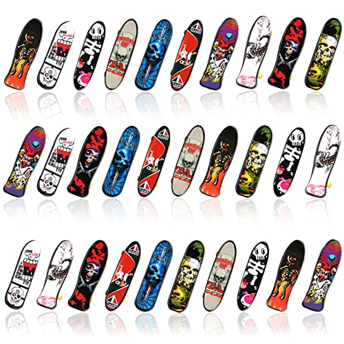 LYQQY Fingerskateboards, 30 Stückes Fingerskateboard Set Mini Fingerboards Skatepark Spiel für Kinder Partytütenfüller, Kindergeburtstag Geschenke,Schlüsselbund Dekoration,10cm (Zufällige Muster) von LYQQY