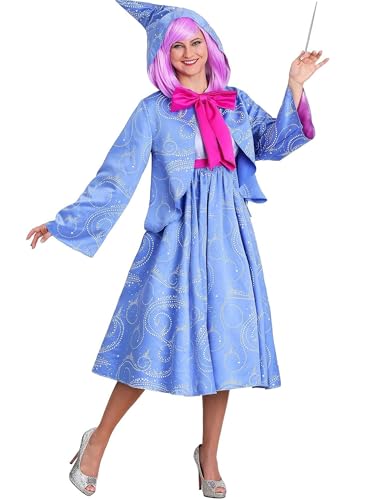 LYSINK Erwachsenenkostüm für Damen, 3-teilig, Junggesellenkleid, Kapuzenumhang mit Schleife, Halloween, Blau, Hexenkostüm (Blau, XL) von LYSINK