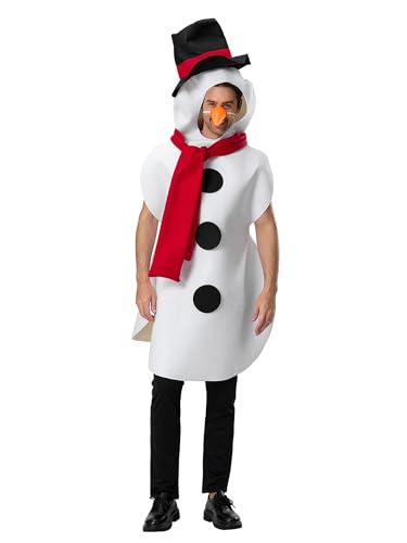 LYSINK Schneemann-Kostüm für Erwachsene, für Herren und Damen, Weihnachten, Neuheit, Schneemann, Cosplay, Kostüm (A-Weiß, Herren, S) von LYSINK