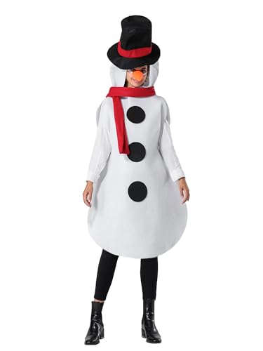 LYSINK Schneemann-Kostüm für Erwachsene, für Herren und Damen, Weihnachten, Neuheit, Schneemann, Cosplay, Verkleidungskostüm (A-Weiß, Damen, XXL) von LYSINK