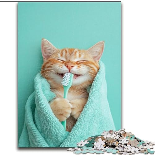 1000-teiliges Puzzle „Katze putzt Zähne“, aus Holz mit interaktivem Familienspiel, Kinder ab 14 Jahren, Größe 50x75cm 1000-teiliges Puzzle „Katze putzt Zähne“, aus Holz mit interaktivem Familienspiel, Kinder ab 14 Jahren, Größe 50x75cm von LYXIANY