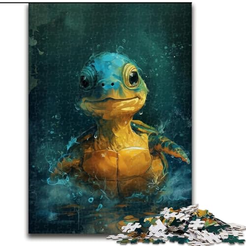 1000-teiliges Puzzle-Geschenk, süße kleine gelbe Schildkröte, Holzpuzzle für Erwachsene, ideal als Dekoration für Zuhause und Büro, Geburtstag, Größe 50x75cm 1000-teiliges Puzzle-Geschenk, süße kleine gelbe Schildkröte, Holzpuzzle für Erwachsene, ideal als Dekoration für Zuhause und Büro, Geburtstag, Größe 50x75cm von LYXIANY