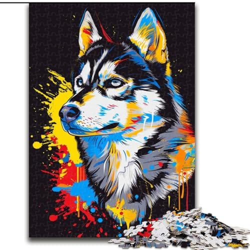 1000-teiliges Puzzle-Geschenk Siberian Husky mit Kopfhörern, Holzpuzzle für Erwachsene, ideal als Dekoration für Zuhause und Büro, Geburtstag, Größe 50x75cm 1000-teiliges Puzzle-Geschenk Siberian Husky mit Kopfhörern, Holzpuzzle für Erwachsene, ideal als Dekoration für Zuhause und Büro, Geburtstag, Größe 50x75cm von LYXIANY