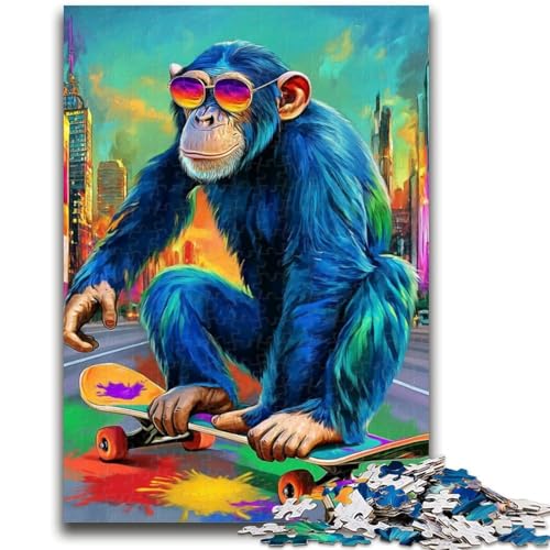 1000-teiliges Puzzle für Erwachsene, Geschenke, Affen-Skateboard, Familienunterhaltungsspielzeug, Lernspiel zum Geburtstag, Weihnachten, für Kinder ab 14 Jahren, 50x75cm 1000-teiliges Puzzle für Erwachsene, Geschenke, Affen-Skateboard, Familienunterhaltungsspielzeug, Lernspiel zum Geburtstag, Weihnachten, für Kinder ab 14 Jahren, 50x75cm von LYXIANY