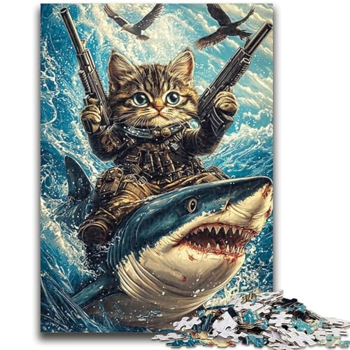 1000-teiliges Puzzle für Jugendliche und Erwachsene, Katze und Hai, für Kinder ab 14 Jahren, Quizspiel, Spaß für zu Hause, Geburtstagsgeschenk, Reisegeschenke, 26x38cm 1000-teiliges Puzzle für Jugendliche und Erwachsene, Katze und Hai, für Kinder ab 14 Jahren, Quizspiel, Spaß für zu Hause, Geburtstagsgeschenk, Reisegeschenke, 26x38cm von LYXIANY