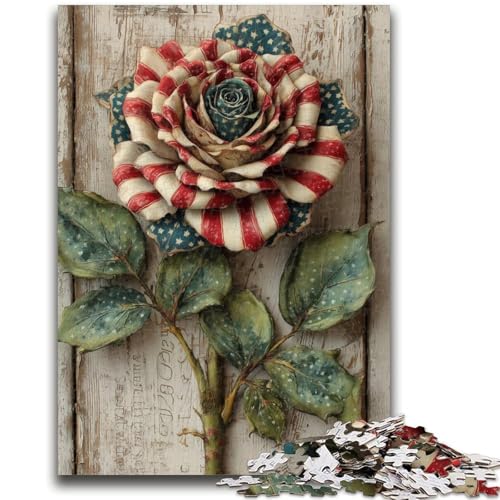 1000-teiliges Puzzle für Jugendliche und Erwachsene, amerikanische Flagge mit Rosen, für Kinder ab 14 Jahren, Quizspiel, Spaß für Aktivitäten zu Hause, Geburtstagsgeschenk, Reisegeschenke, 50x75cm 1000-teiliges Puzzle für Jugendliche und Erwachsene, amerikanische Flagge mit Rosen, für Kinder ab 14 Jahren, Quizspiel, Spaß für Aktivitäten zu Hause, Geburtstagsgeschenk, Reisegeschenke, 50x75cm von LYXIANY