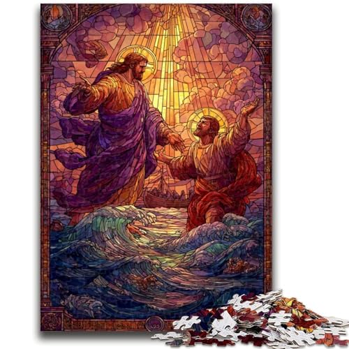 1000-teiliges Puzzle für Teenager, Buntglas-Jesus, für Kinder ab 14 Jahren, Quizspiel, Spaß bei Aktivitäten zu Hause, Geburtstagsgeschenk, Reisegeschenke, 50x75cm 1000-teiliges Puzzle für Teenager, Buntglas-Jesus, für Kinder ab 14 Jahren, Quizspiel, Spaß bei Aktivitäten zu Hause, Geburtstagsgeschenk, Reisegeschenke, 50x75cm von LYXIANY