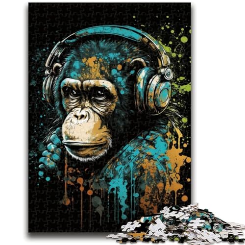 1000-teiliges Puzzle für Teenager, Geschenke, Kopfhörer, Schimpanse, für Kinder ab 14 Jahren, für Familienspaß und Spieleabend, Geschenkspielzeug, 26x38cm 1000-teiliges Puzzle für Teenager, Geschenke, Kopfhörer, Schimpanse, für Kinder ab 14 Jahren, für Familienspaß und Spieleabend, Geschenkspielzeug, 26x38cm von LYXIANY