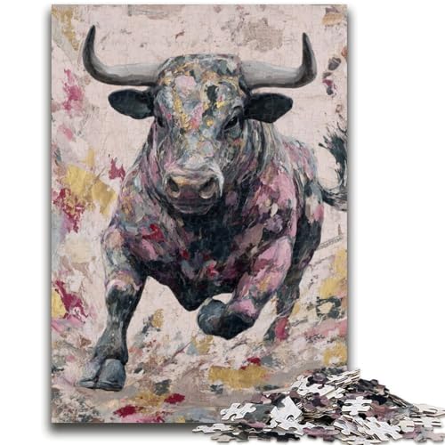 1000-teiliges Puzzle für Teenager, Ölgemälde mit Stier, für Kinder ab 14 Jahren, Quizspiel, Spaß bei Aktivitäten zu Hause, Geburtstagsgeschenk, Reisegeschenke, 50x75cm 1000-teiliges Puzzle für Teenager, Ölgemälde mit Stier, für Kinder ab 14 Jahren, Quizspiel, Spaß bei Aktivitäten zu Hause, Geburtstagsgeschenk, Reisegeschenke, 50x75cm von LYXIANY