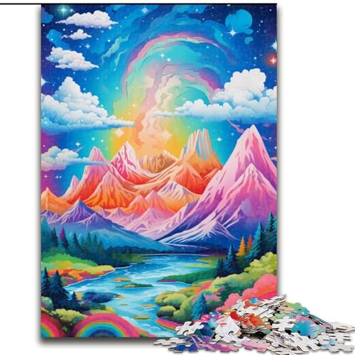 Puzzle 1000 Teile, Berg mit bunten Sternen, Holzpuzzle für Erwachsene, Größe 50x75cm, Denkspiel für Teenager und Familieninteraktion Puzzle 1000 Teile, Berg mit bunten Sternen, Holzpuzzle für Erwachsene, Größe 50x75cm, Denkspiel für Teenager und Familieninteraktion von LYXIANY