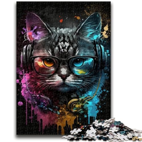 Puzzle für Erwachsene, 1000 Teile, Kopfhörer-Katze, für Alter 14+, Lernspiele für Erwachsene und Jugendliche, Kunstwerk, Geschenk, 26x38cm Puzzle für Erwachsene, 1000 Teile, Kopfhörer-Katze, für Alter 14+, Lernspiele für Erwachsene und Jugendliche, Kunstwerk, Geschenk, 26x38cm von LYXIANY