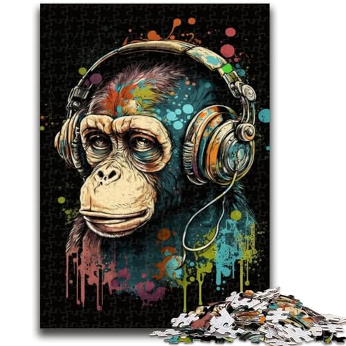 Puzzle für Erwachsene, 1000 Teile, schwierig, Kopfhörer, Schimpanse, für Alter 14+, Lernspiele für Erwachsene und Jugendliche, Kunstwerk, Geschenk, 50x75cm Puzzle für Erwachsene, 1000 Teile, schwierig, Kopfhörer, Schimpanse, für Alter 14+, Lernspiele für Erwachsene und Jugendliche, Kunstwerk, Geschenk, 50x75cm von LYXIANY