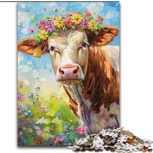 Puzzle für Erwachsene, 1000-teiliges Blumen-Kuh-Puzzle aus Holz, anspruchsvolles Denkspiel für Teenager und Familien, Größe 50x75cm Puzzle für Erwachsene, 1000-teiliges Blumen-Kuh-Puzzle aus Holz, anspruchsvolles Denkspiel für Teenager und Familien, Größe 50x75cm von LYXIANY