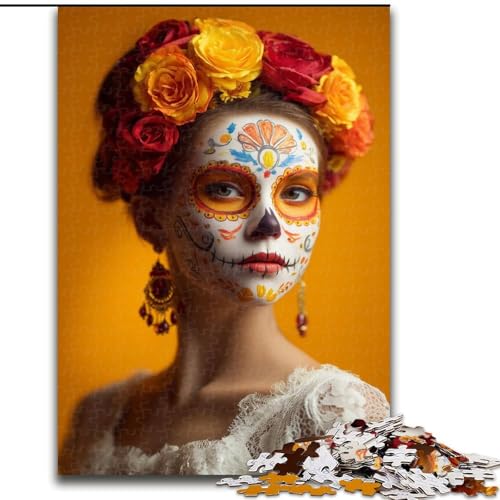 Puzzle für Erwachsene und Teenager, 1000 Teile, mexikanische Totenkopfmädchen, hilft dem Gehirn, süchtig machendes Spielzeug zu trainieren, um Geduld zu fördern, perfekte Dekoration, 50x75cm Puzzle für Erwachsene und Teenager, 1000 Teile, mexikanische Totenkopfmädchen, hilft dem Gehirn, süchtig machendes Spielzeug zu trainieren, um Geduld zu fördern, perfekte Dekoration, 50x75cm von LYXIANY