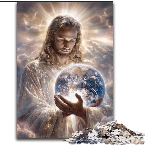 Puzzle mit 1000 Teilen für Erwachsene, Jesus hält die Erde, Puzzle aus Karton, anspruchsvolles Denkspiel für Teenager, perfekt als Heimdekoration oder Geschenk, Größe 38x26cm Puzzle mit 1000 Teilen für Erwachsene, Jesus hält die Erde, Puzzle aus Karton, anspruchsvolles Denkspiel für Teenager, perfekt als Heimdekoration oder Geschenk, Größe 38x26cm von LYXIANY
