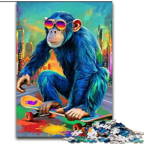 Puzzles für Teenager, 1000 Teile, Affen-Skateboard, Lernspielzeug, Familienspiele, Lernspiel für Geburtstag, Weihnachten, 50x75cm Puzzles für Teenager, 1000 Teile, Affen-Skateboard, Lernspielzeug, Familienspiele, Lernspiel für Geburtstag, Weihnachten, 50x75cm von LYXIANY