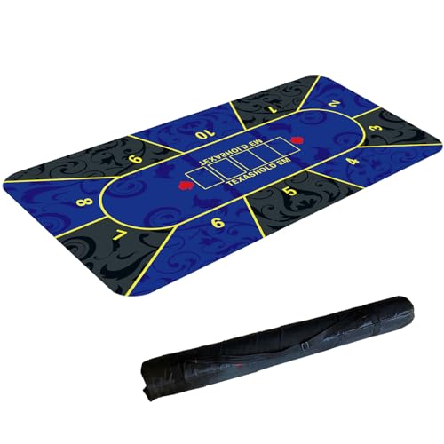 LYZXYZAI Pokermatte 10 Spieler Texas Hold'em Pokermatte Tragbare Pokertischplatte Mit Geräuschreduzierung Und Tragetasche Für Spiele Überall,005,180 * 90CM von LYZXYZAI