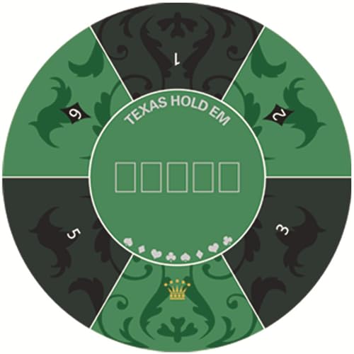 LYZXYZAI Runde Pokermatte Texas Holdem Pokermatte Tragbare Pokermatte Faltbarer Pokertisch Pokertischauflage Mit Art-Deco-Aufdruck Für Multiplayer-Pokerspiele Pokerkarten,006,120 * 120CM von LYZXYZAI