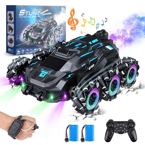 LYtech Ferngesteuertes Auto 2 Akku für 60 Min. Laufzeit, RC Stunt Auto 5WD 15KM/H Offroad Auto Ferngesteuert 2.4G Spielzeugauto für Kinder ab 5 6 7 8 9 10 11 12 Jahre, Kindergeschenke, Gestensensor von LYtech