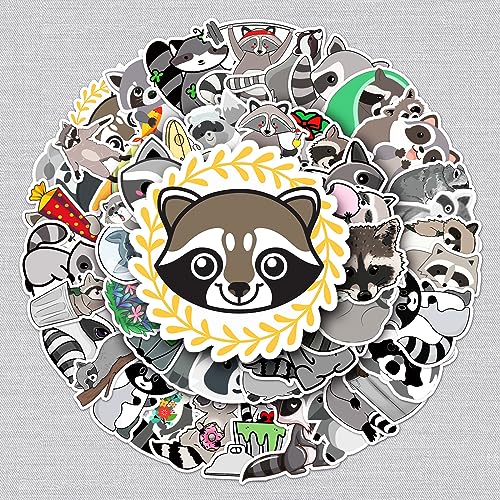 Bär Aufkleber Tiere Raccoon Sticker Set 50 Stücke Niedlich Deko für Auto Laptop Skateboard Fahrrad Moped Motorrad Fahrrad Computer,Geeignet für Erwachsene Kinder von LYunMu