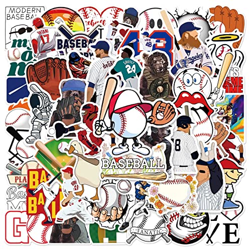 Baseball Aufkleber Baseball Sticker Set 50 Stücke Niedlich Deko für Auto Laptop Skateboard Fahrrad Moped Motorrad Fahrrad Computer,Geeignet für Erwachsene Kinder von LYunMu