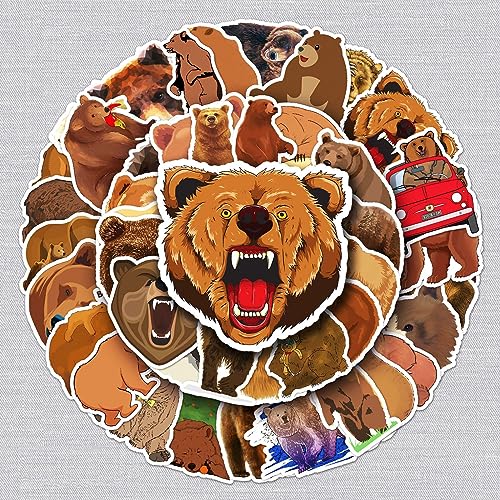 Braune Bär Aufkleber Brown Bear Sticker Set 50 Stücke Niedlich Deko für Auto Laptop Skateboard Fahrrad Moped Motorrad Fahrrad Computer,Geeignet für Erwachsene Kinder von LYunMu