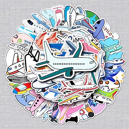 Cartoons Flugzeug Aufkleber Cartoon Plane Sticker Set 50 Stücke Niedlich Deko für Auto Laptop Skateboard Fahrrad Moped Motorrad Fahrrad Computer,Geeignet für Erwachsene Kinder von LYunMu