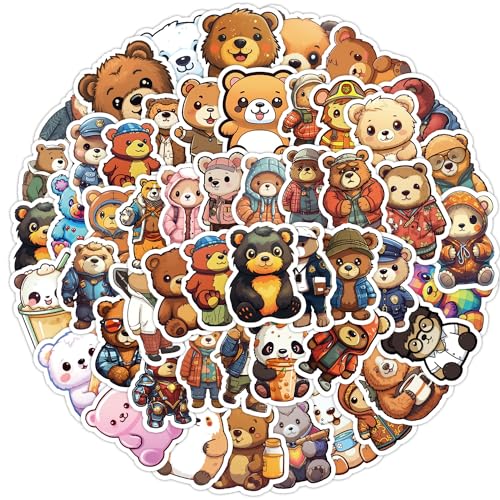 Cartoons Kleiner Bär Aufkleber Bär Sticker Set 50 Stücke Niedlich Deko für Auto Laptop Skateboard Fahrrad Moped Motorrad Fahrrad Computer,Geeignet für Erwachsene Kinder von LYunMu