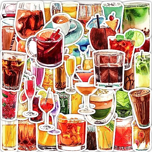 Cocktails Aufkleber Cocktails Sticker Set 50 Stücke Niedlich Deko für Auto Laptop Skateboard Fahrrad Moped Motorrad Fahrrad Computer,Geeignet für Erwachsene Kinder von LYunMu