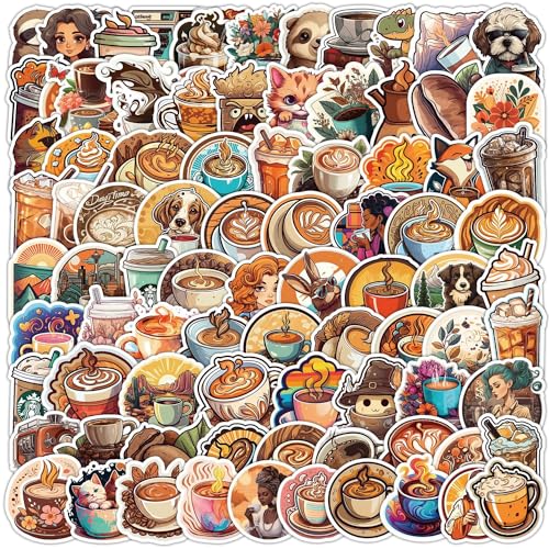 Dynamische Kaffee Aufkleber Coffee Sticker Set 100 Stücke Niedlich Deko für Auto Laptop Skateboard Fahrrad Moped Motorrad Fahrrad Computer,Geeignet für Erwachsene Kinder von LYunMu