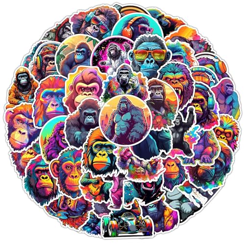 Gorilla Aufkleber Gorilla Sticker Set 50 Stücke Niedlich Deko für Auto Laptop Skateboard Fahrrad Moped Motorrad Fahrrad Computer,Geeignet für Erwachsene Kinder von LYunMu