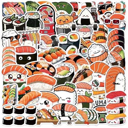 Japan Sushi Aufkleber Sushi Sticker Set 50 Stücke Niedlich Deko für Auto Laptop Skateboard Fahrrad Moped Motorrad Fahrrad Computer,Geeignet für Erwachsene Kinder von LYunMu