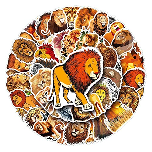 Lion Aufkleber Löwe Sticker Set 50 Stücke Niedlich Deko für Auto Laptop Skateboard Fahrrad Moped Motorrad Fahrrad Computer,Geeignet für Erwachsene Kinder von LYunMu