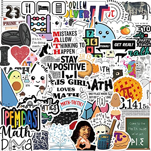 Mathematische Aufkleber Mathematical Sciences Sticker Set 50 Stücke Niedlich Deko für Auto Laptop Skateboard Fahrrad Moped Motorrad Fahrrad Computer,Geeignet für Erwachsene Kinder von LYunMu