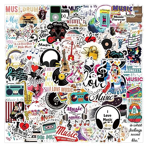 Musik Aufkleber Musik Sticker Set 100 Stücke Niedlich Deko für Auto Laptop Skateboard Fahrrad Moped Motorrad Fahrrad Computer,Geeignet für Erwachsene Kinder von LYunMu